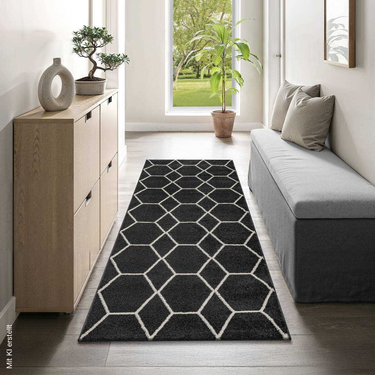 Sanat Teppich Trellis schwarz B/L: ca. 80x200 cm