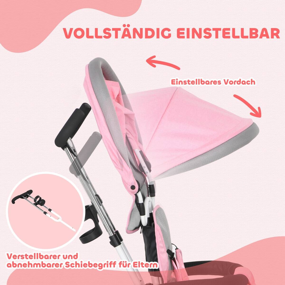HOMCOM Kinderdreirad rosa B/H/L: ca. 50x106x95 cm