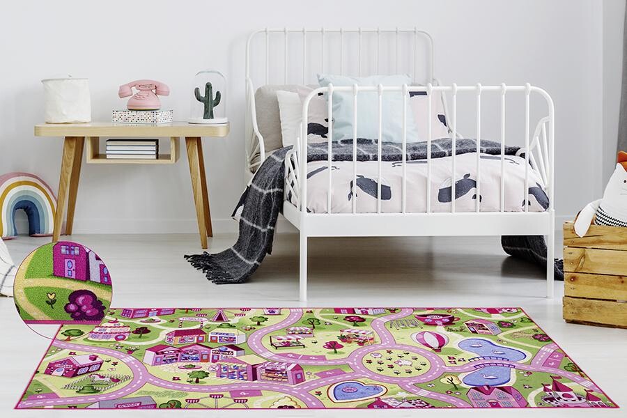 Kinderteppich Sweet Town pink B/L: ca. 95x200 cm