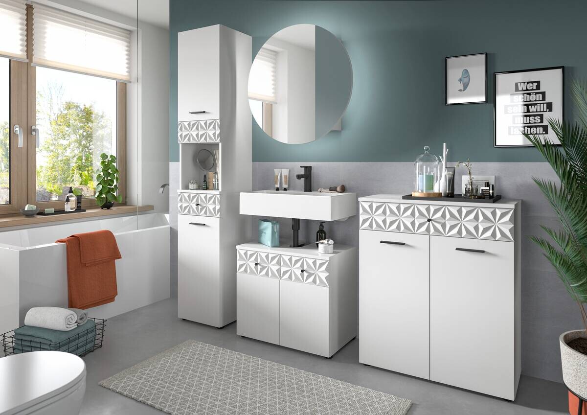 Badezimmer-Set Prisma weiß B/H/T: ca. 110x187x37 cm