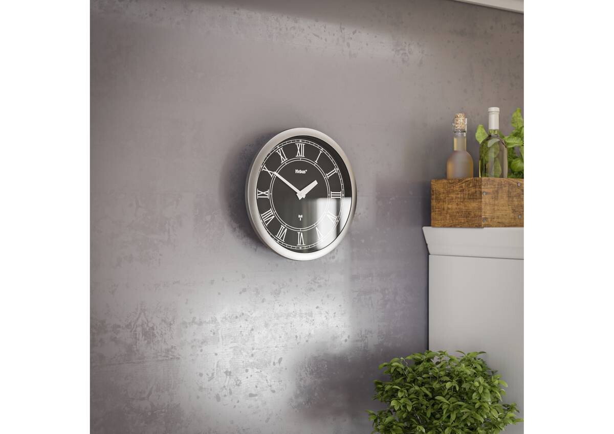 Mebus Wanduhr silber D: ca. 25 cm