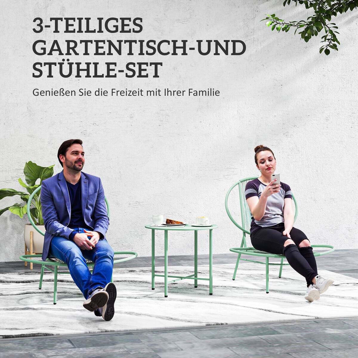 Outsunny Bistro-Set grün Stahl B/H/L: ca. 68x78x74 cm