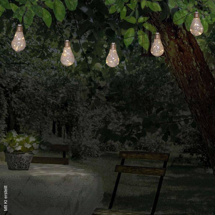 LED/Solar Lichterkette 3 m transparent Kunststoff