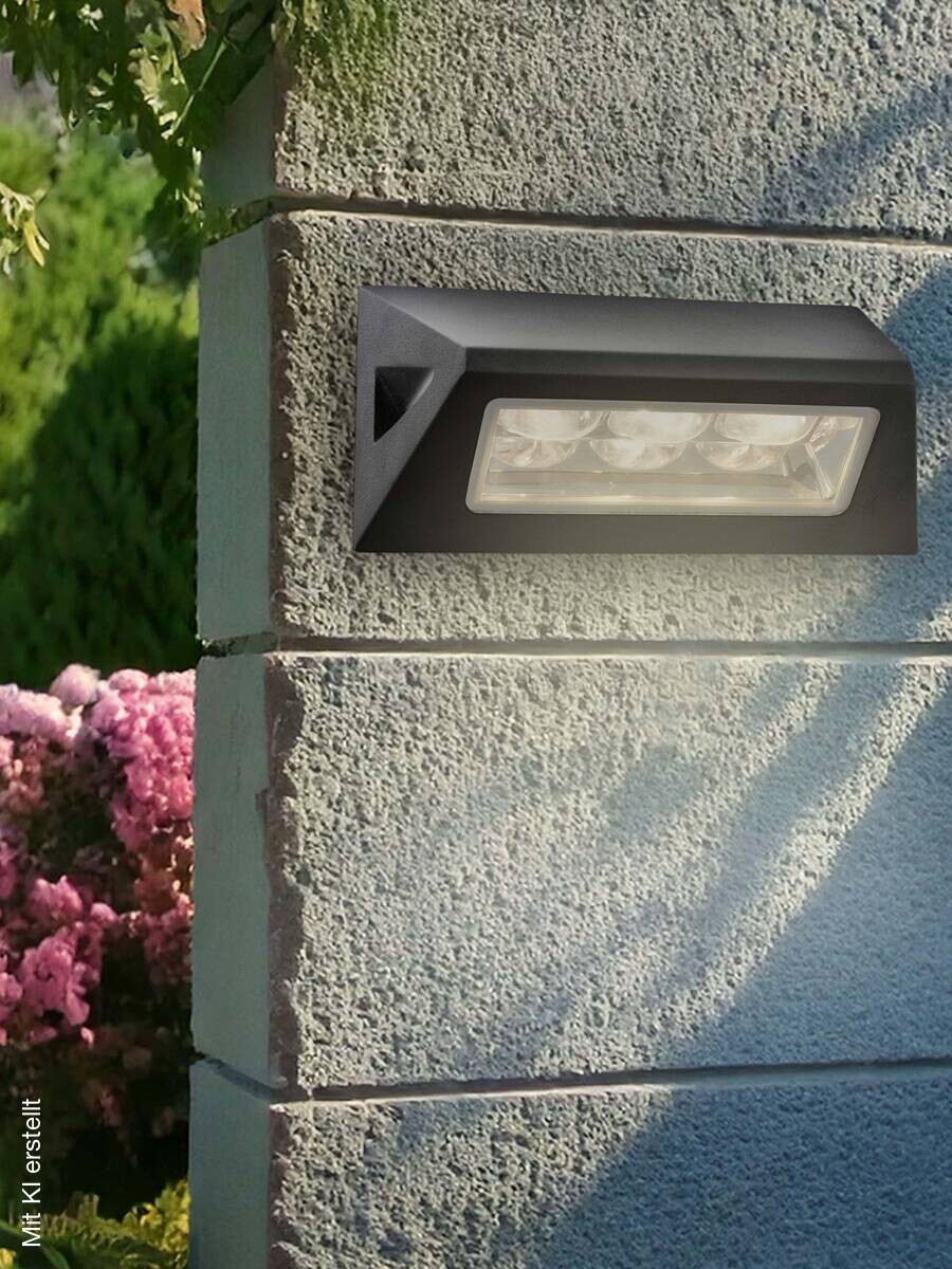 LED-Außenwandleuchte klar schwarz B/H/T: ca. 21x11x7 cm