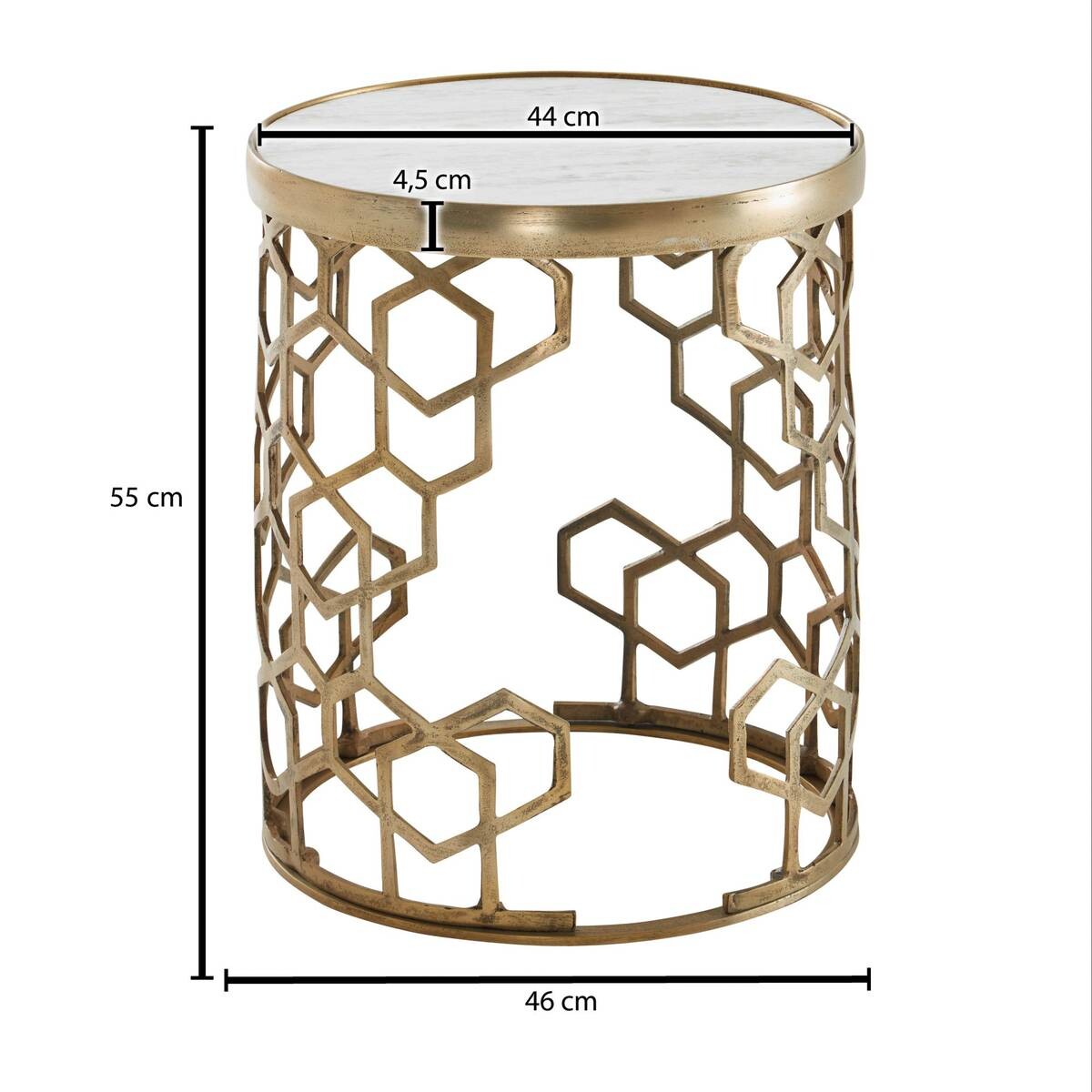 Beistelltisch gold Optik weiß Marmor Optik Aluminium Marmor B/H/T/D: ca. 46x46x55x44 cm