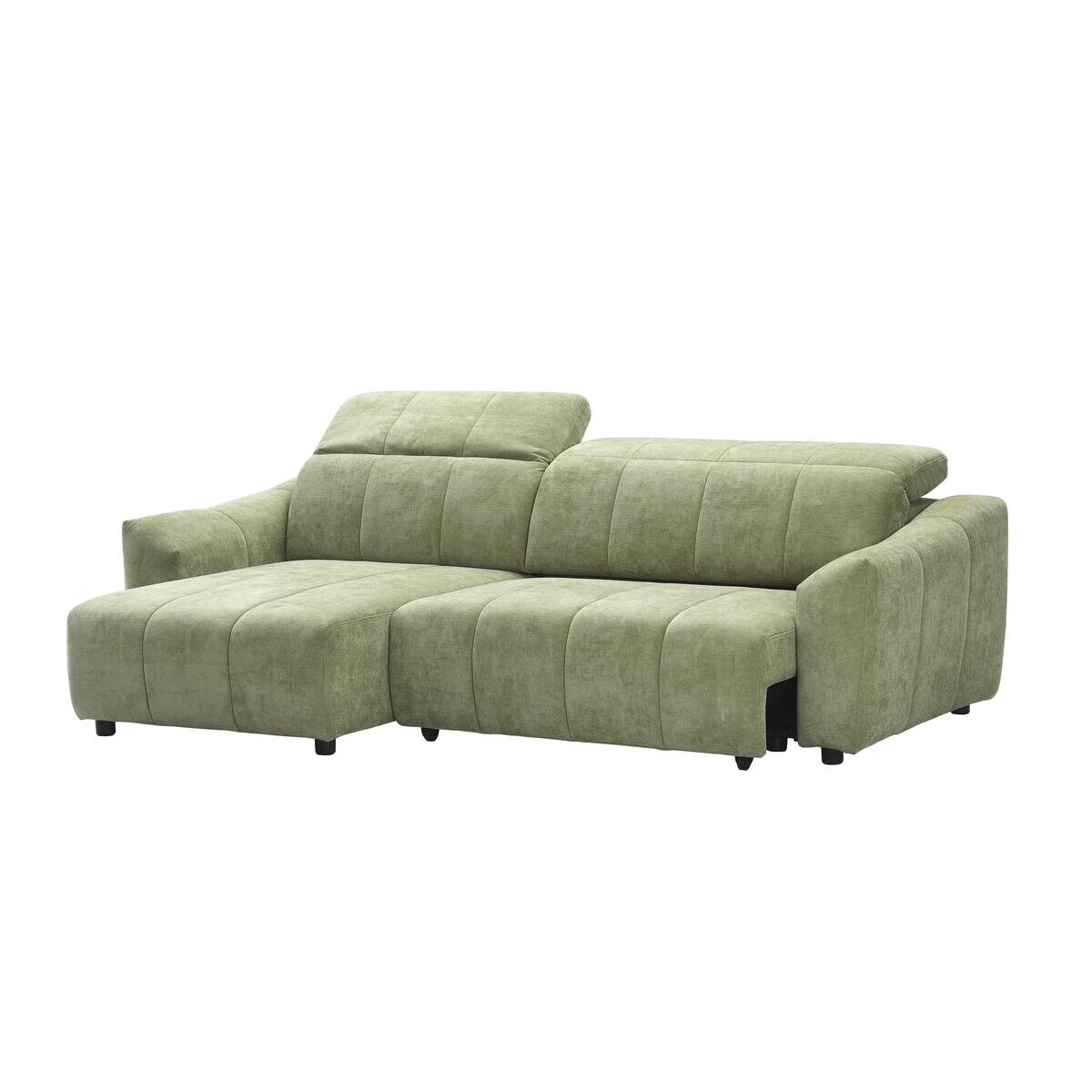 Ecksofa mit elektrischer Sitztiefenverstellung grün Polyester B/H/T: ca. 257x100x161 cm