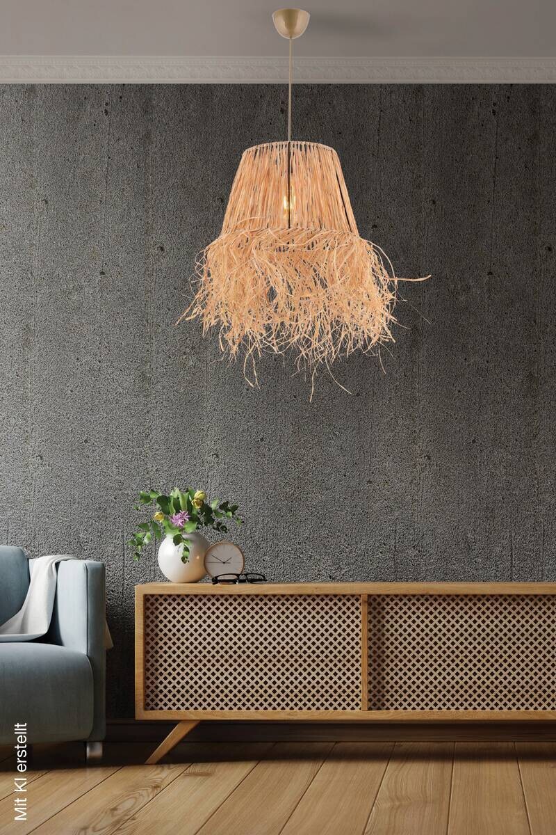 Pendelleuchte beige Metall B/H/T/L: ca. 20x70x20x30 cm E27 1 Brennstellen