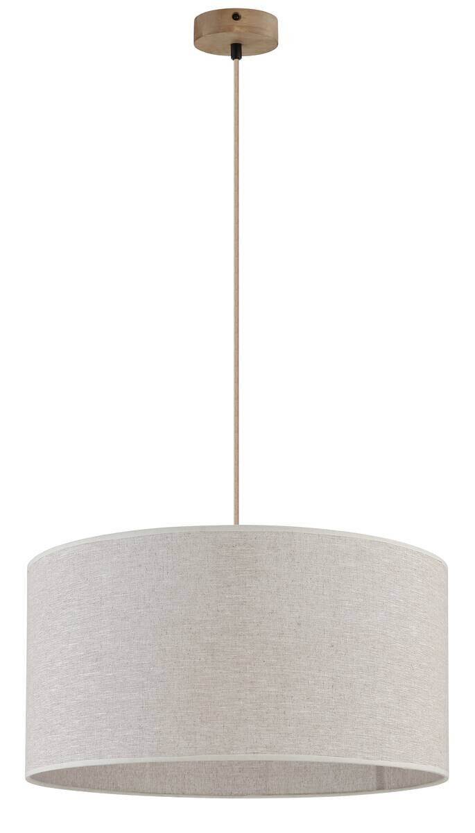 GLOBO Pendelleuchte Jule braun Leinen Holz H/D: ca. 120x50 cm E27 1 Brennstellen