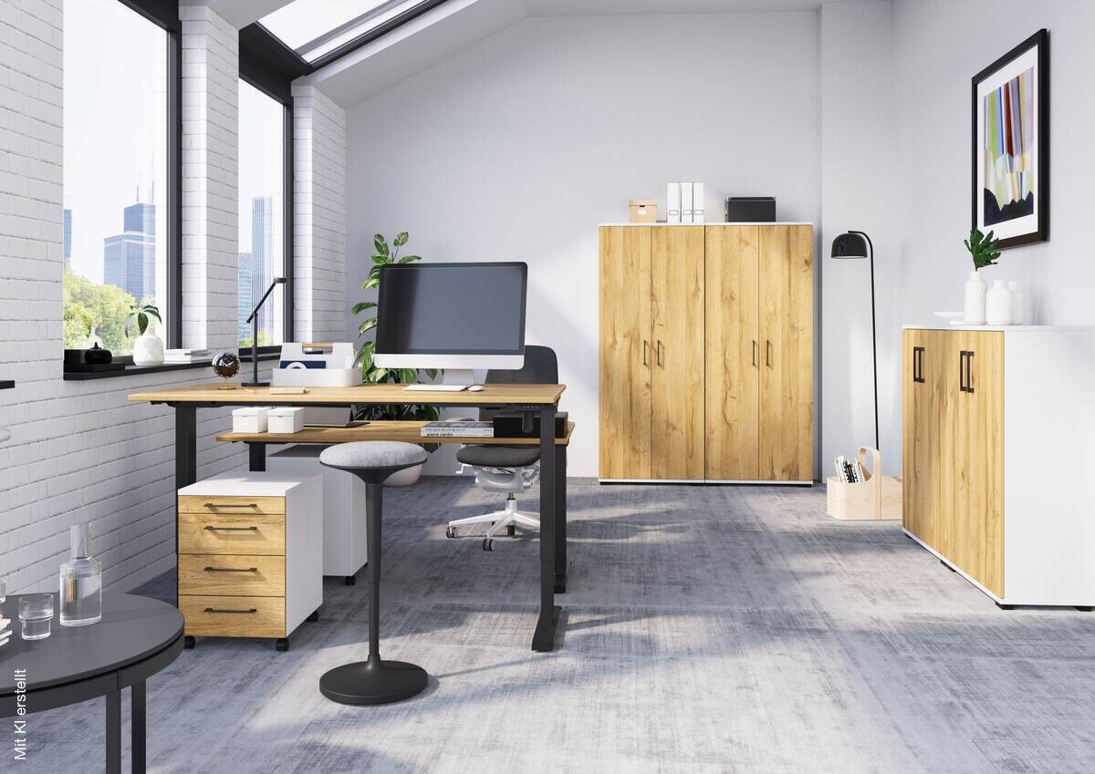 Aktenschrank 4250-559 Eiche Grand-Son Nachbildung weiß B/H/T: ca. 80x200x40 cm