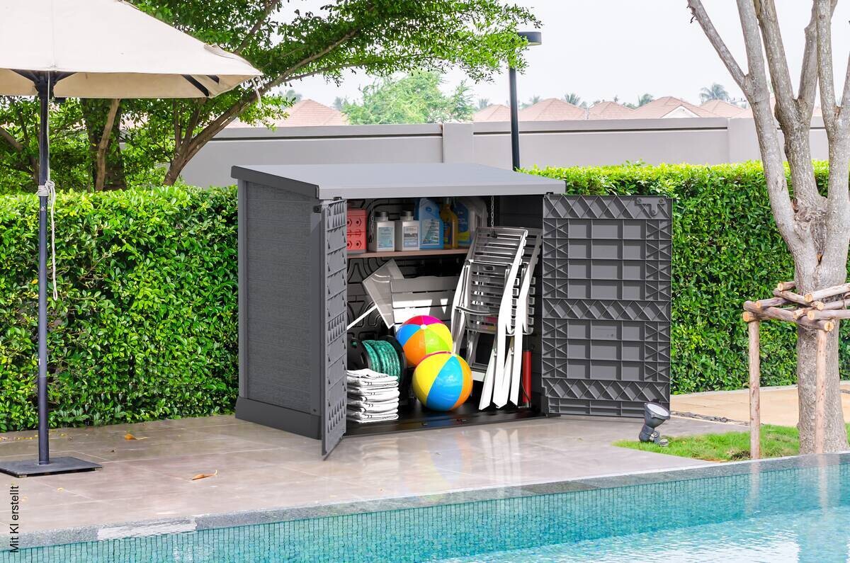 VCM Mülltonnenbox 2er StoreAway grau Kunststoff B/H/L: ca. 145x125x83 cm