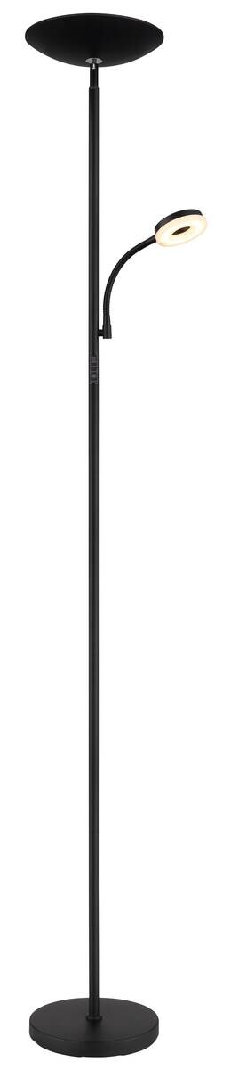 GLOBO Stehlampe Opal Chrom schwarz Metall Kunststoff H/D: ca. 179x25 cm 1 Brennstellen