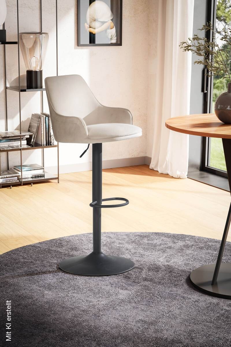 Barhocker beige Samt B/H/T: ca. 45x106x45 cm