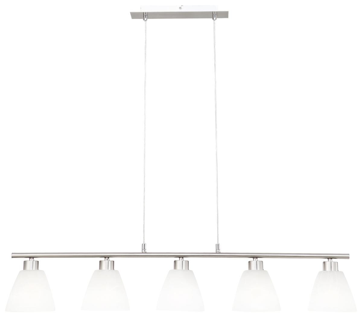 GLOBO Pendelleuchte Illimani weiß nickel matt Glas B/H: ca. 93x120 cm E14 5 Brennstellen