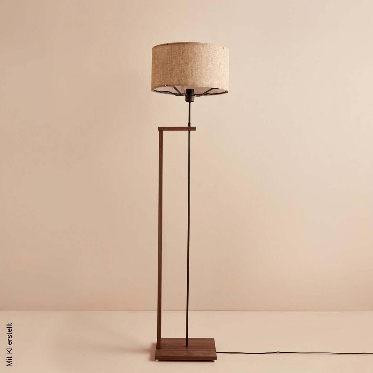 Opviq Stehlampe beige braun Stoff Holz B/H/T/L/D: ca. 38x150x38x38x38 cm E27 1 Brennstellen