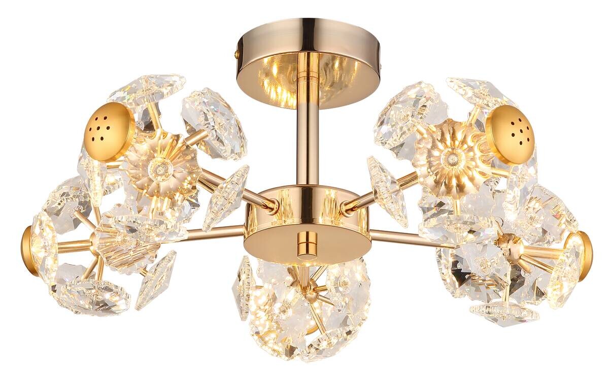 GLOBO Deckenleuchte gold klar Glas Metall H/D: ca. 22x50 cm 1 Brennstellen