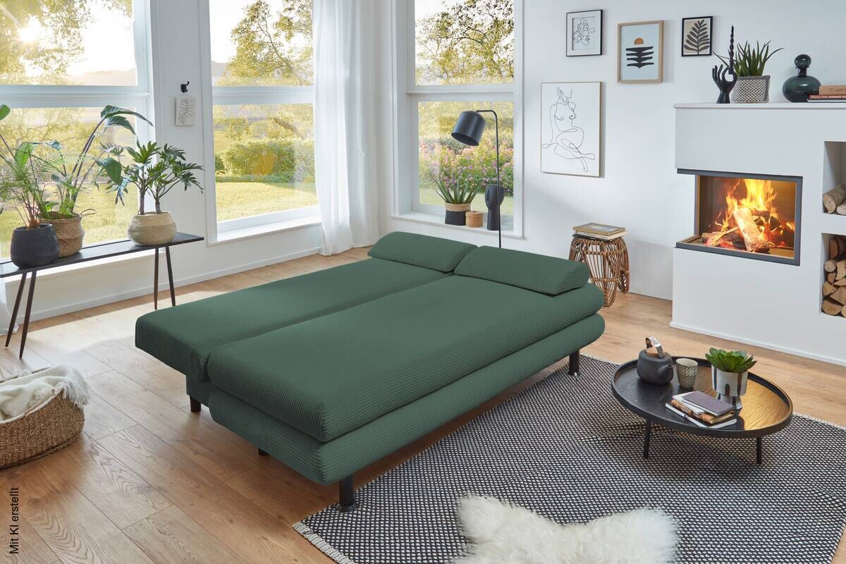 Schlafsofa Bern grün Microfaser B/H/T: ca. 190x93x92 cm