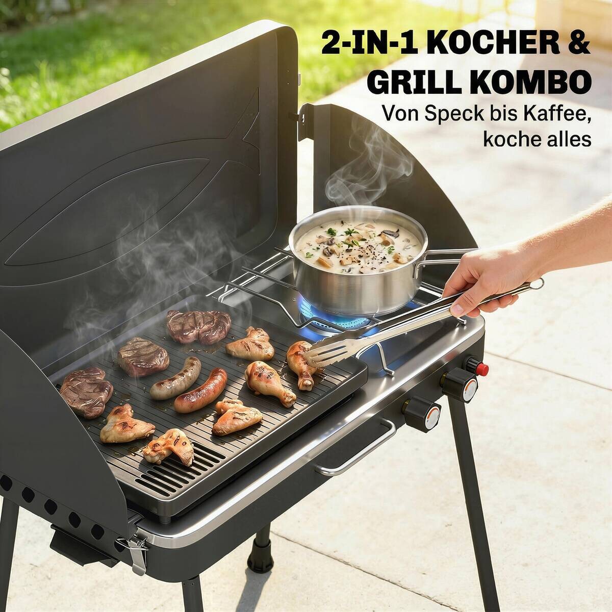 Outsunny Gasgrill Aluminium B/H/L: ca. 47x88x61 cm