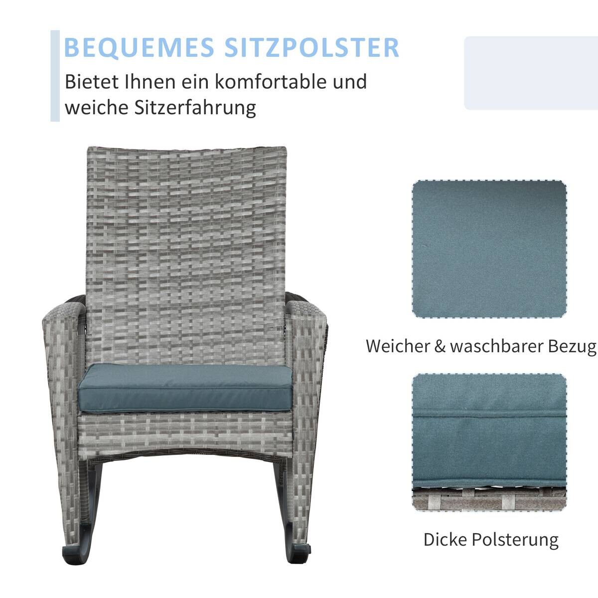 Outsunny Gartensessel grau Polyester B/H/L: ca. 88x66x98 cm