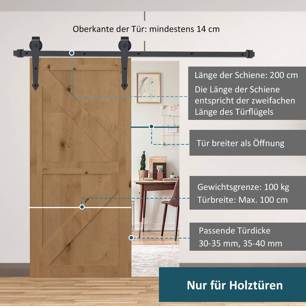 HOMCOM Schiebetür-Beschlagsatz 13 tlg.
