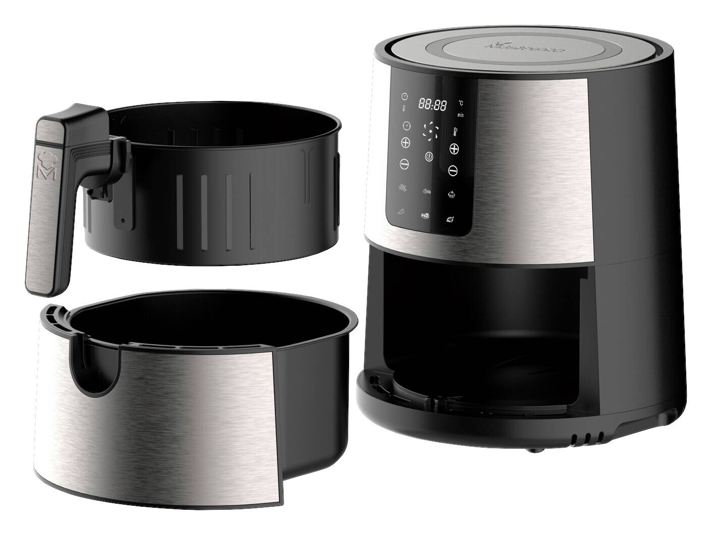 MASTERPRO Heißluftfritteuse BGMP-9307 silber Edelstahl B: ca. 26 cm ca. 3,6 l