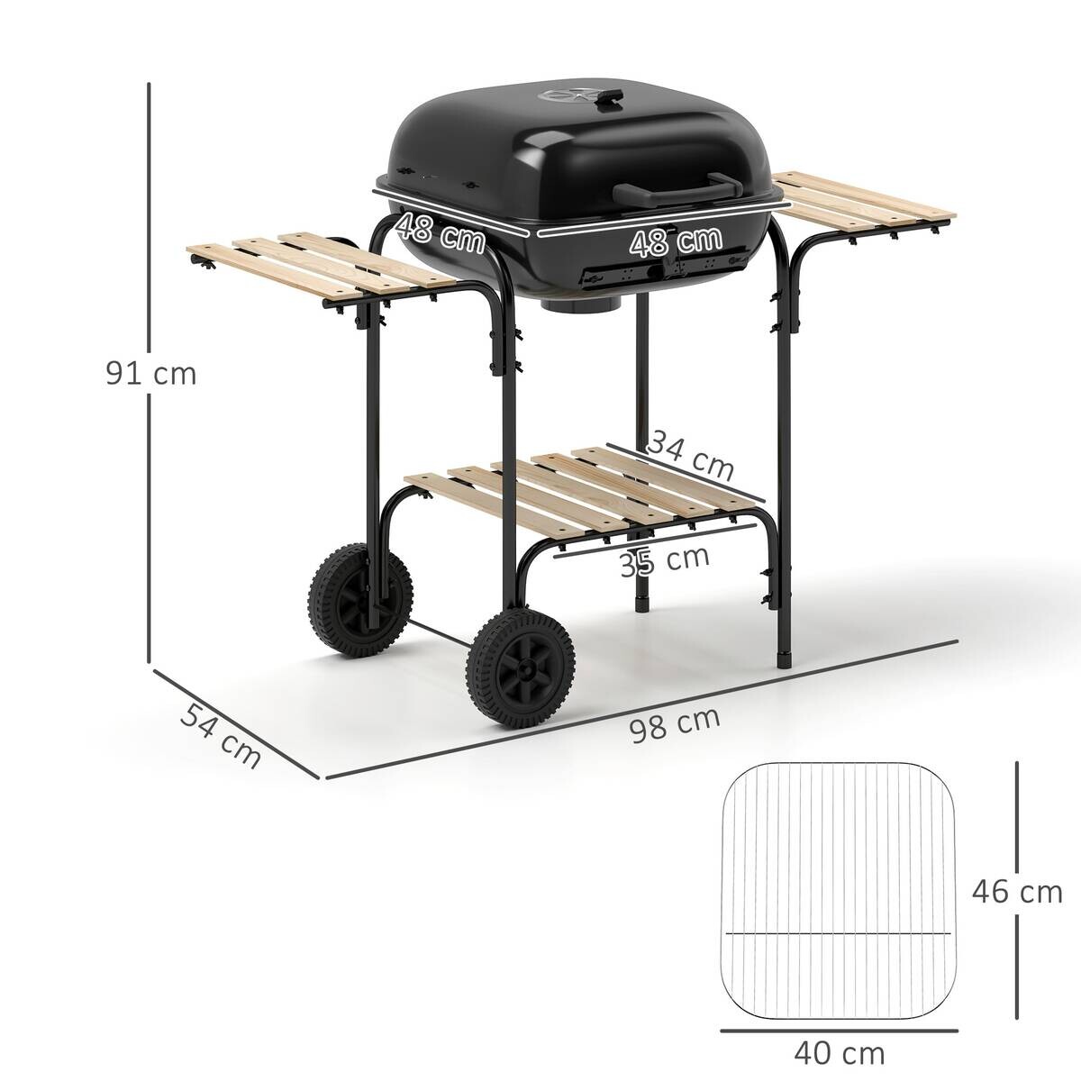 Outsunny Grill Stahl B/H/L: ca. 54x91x98 cm