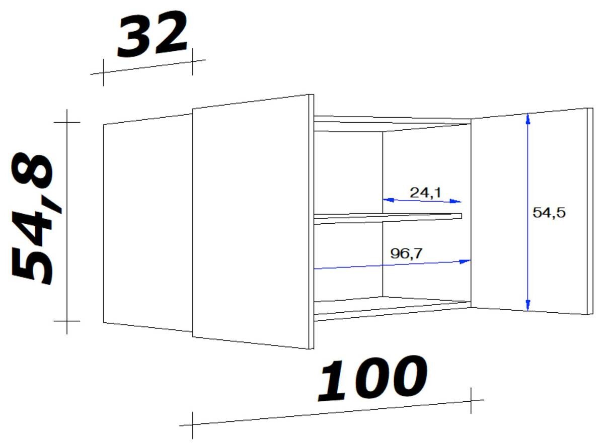 Flex-Well Hängeschrank Lucca weiß matt B/H/T: ca. 100x54,8x32 cm