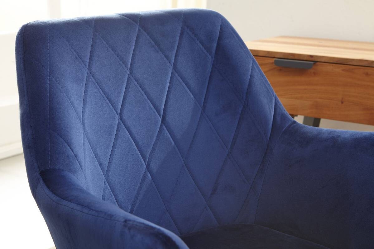 Drehstuhl blau Samt Eisen