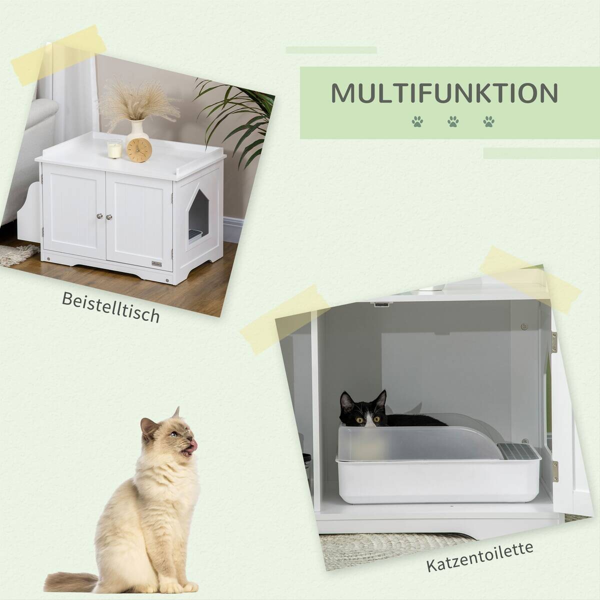 PawHut Katzen-Zubehör weiß Polypropylen B/H/L: ca. 48x86x52 cm
