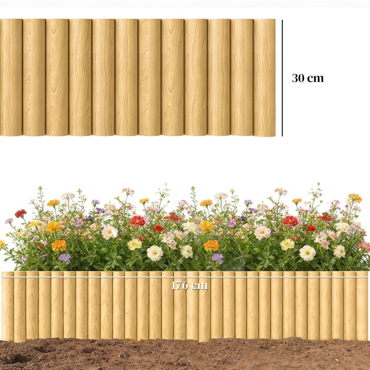 Outsunny Gartenzaun B/H/T/L: ca. 2,7x30x2,7x176 cm