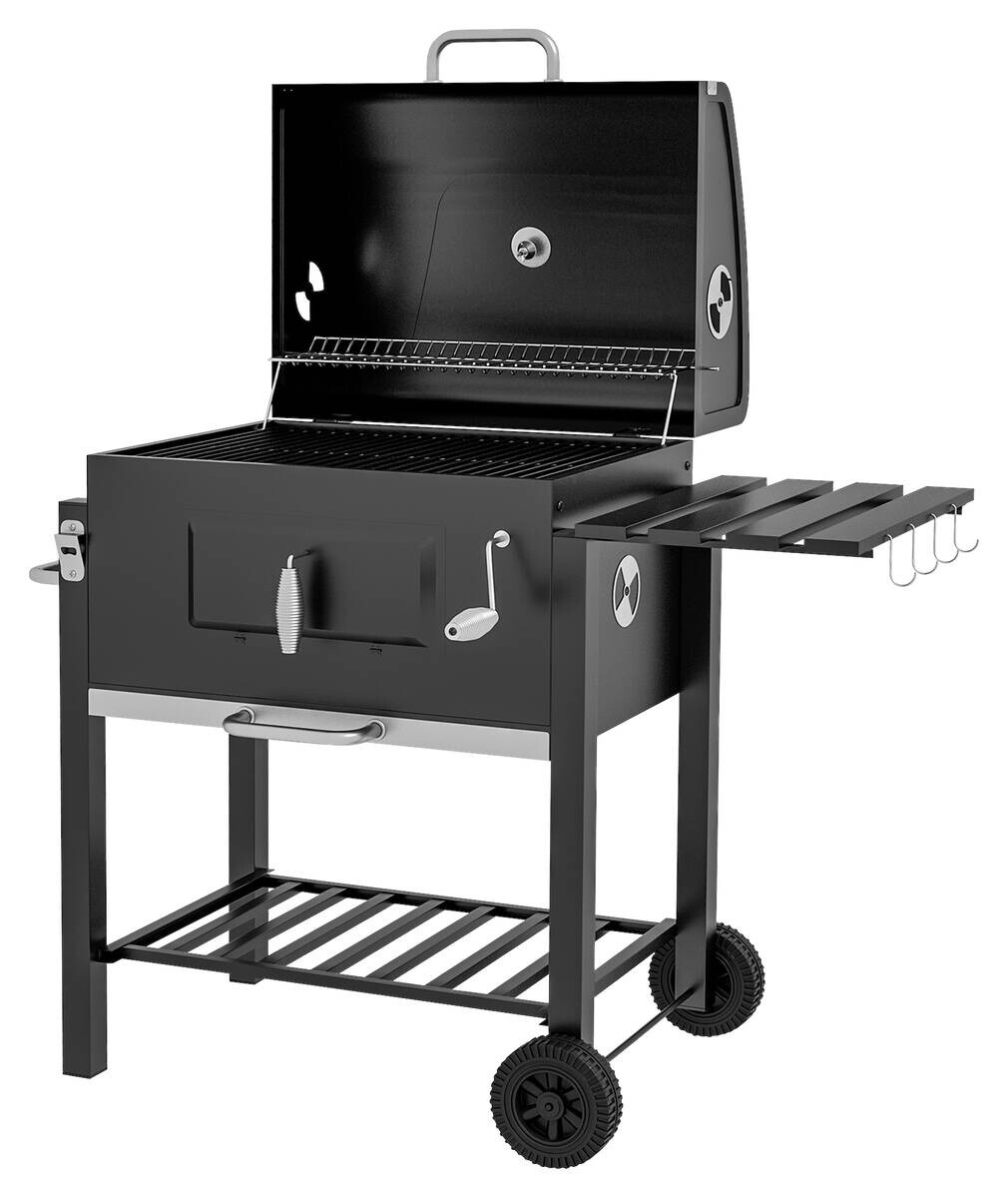Outsunny Holzkohlegrill Edelstahl B/H/L: ca. 65x108x113 cm