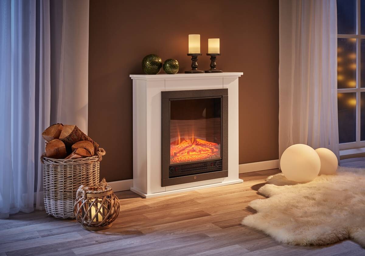 CLASSIC FIRE Elektrischer-Kamin 871125200410 weiß schwarz Glas Metall B/H/T: ca. 70x71x22 cm ca. 1800 W