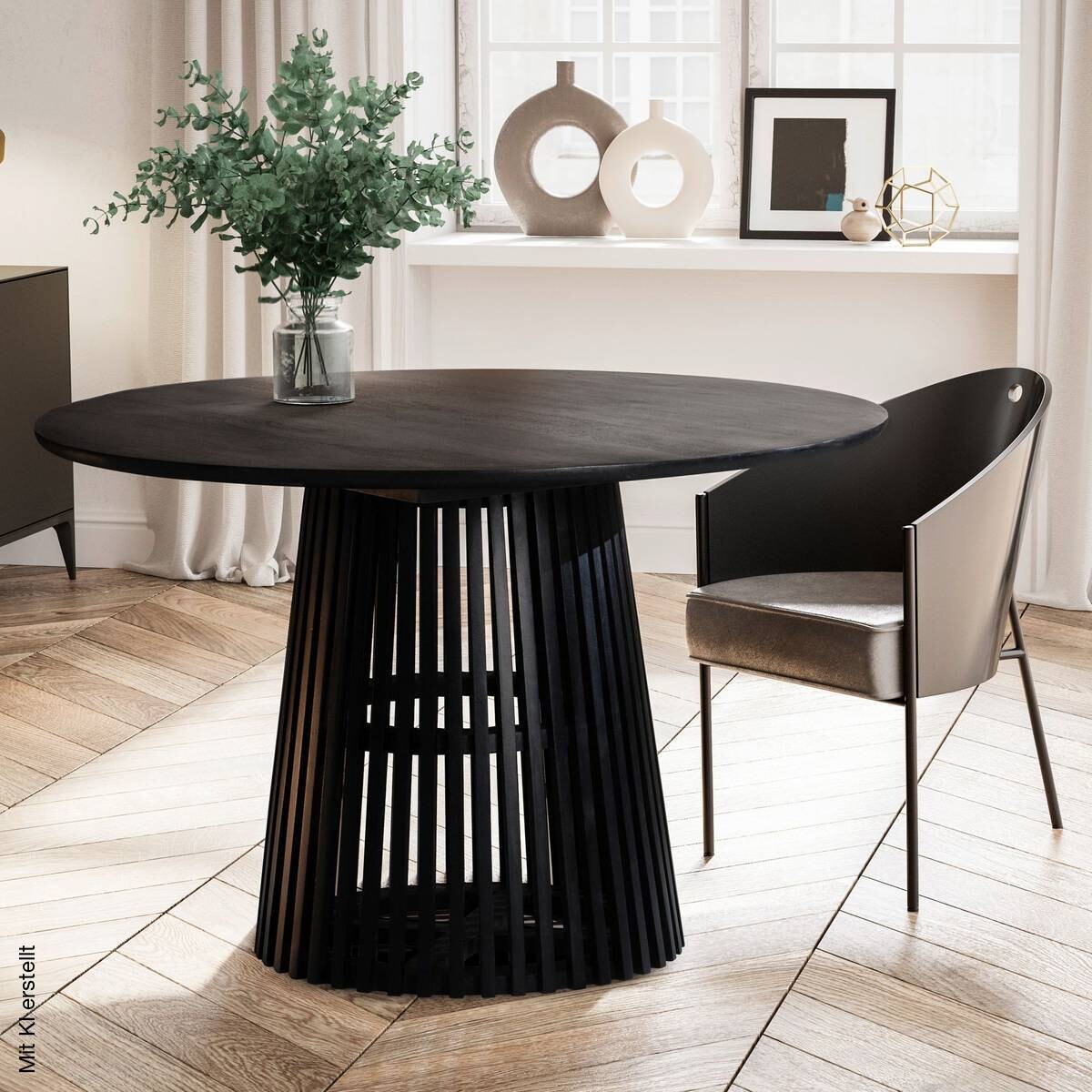 Esstisch schwarz H/D: ca. 77x120 cm