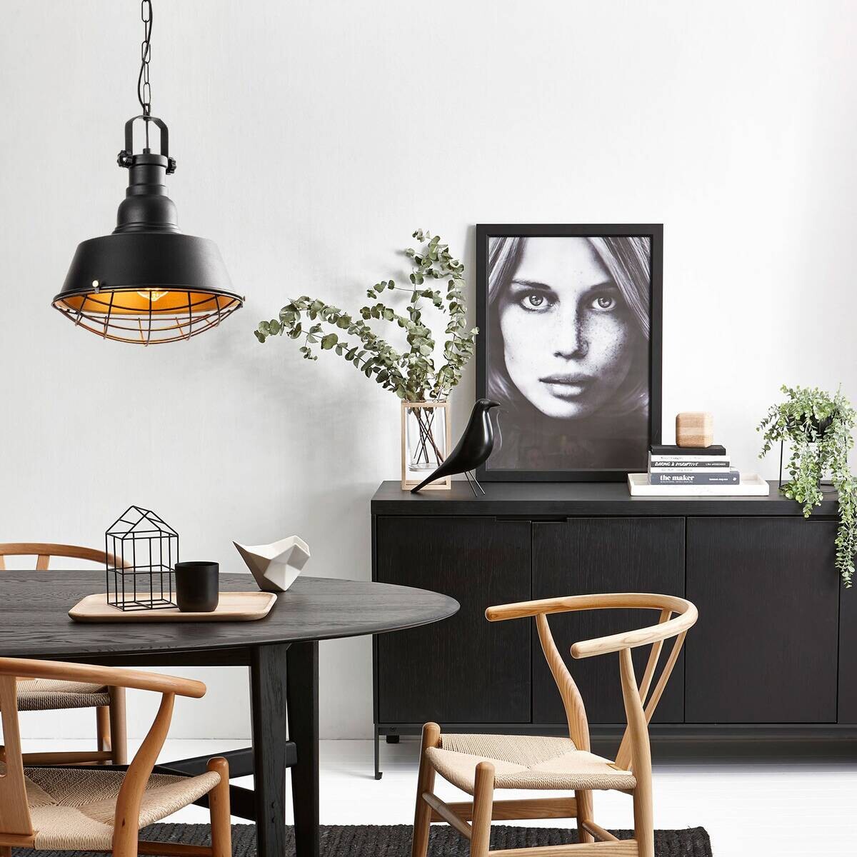 Opviq Pendelleuchte Saglam-3716 schwarz gold B/H/T/L/D: ca. 30x86x30x30x30 cm E27 1 Brennstellen