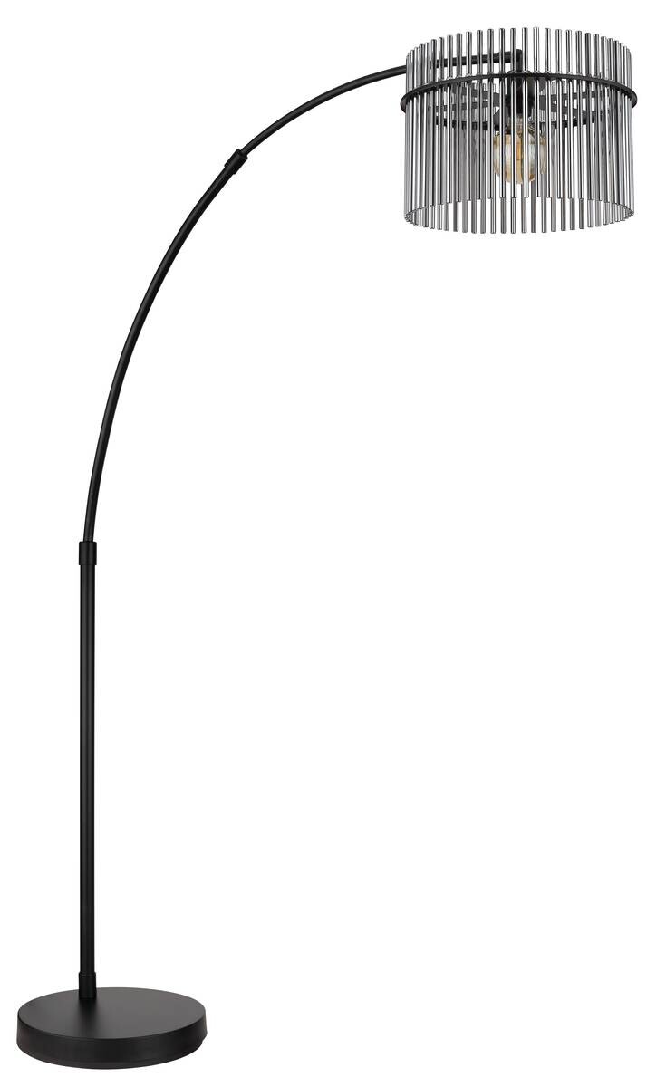 GLOBO Stehlampe mattschwarz Rauch Metall Glas B/H/L: ca. 38x185x120 cm E27 1 Brennstellen