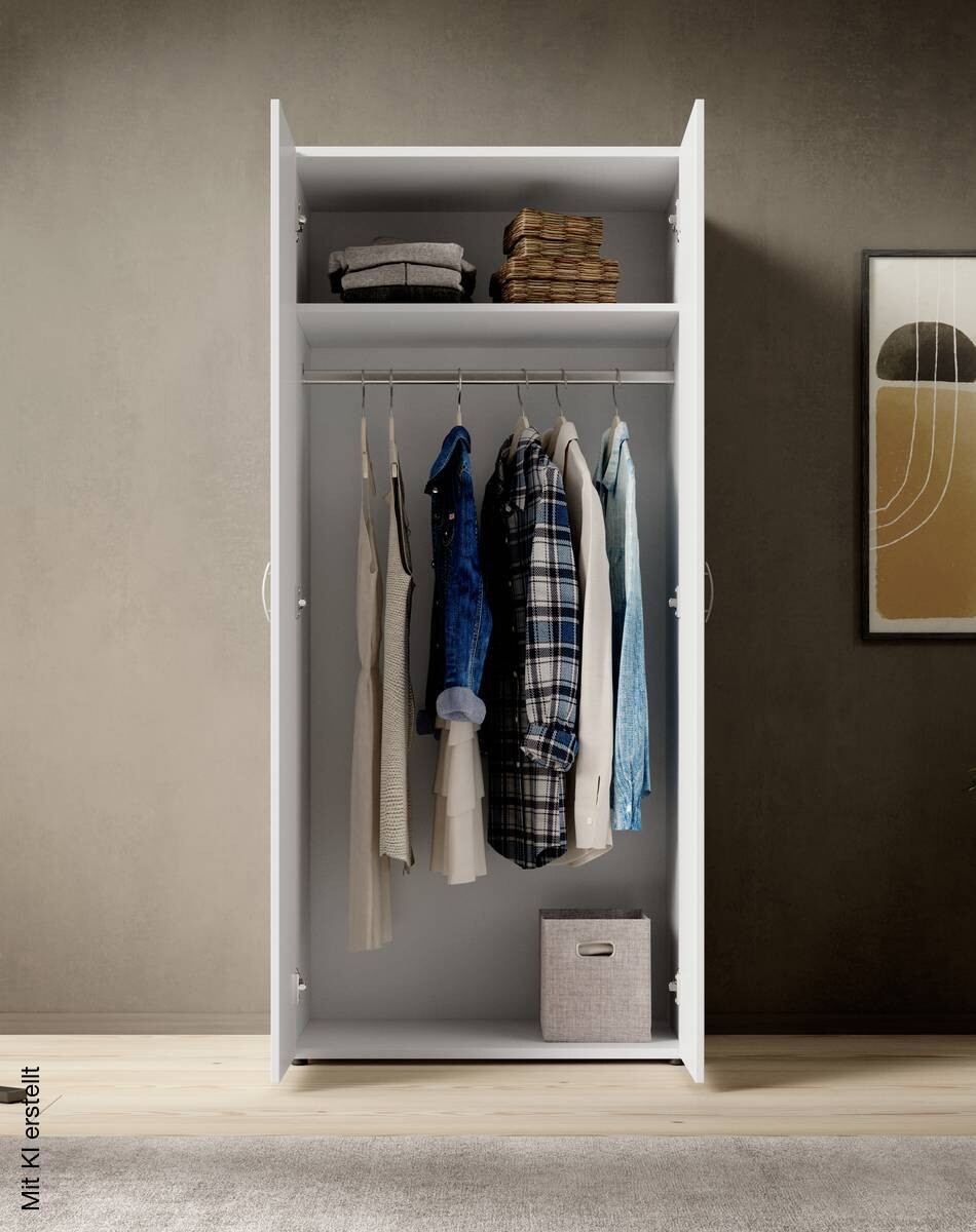 Kleiderschrank Joe weiß B/H/T: ca. 81x176x50,8 cm