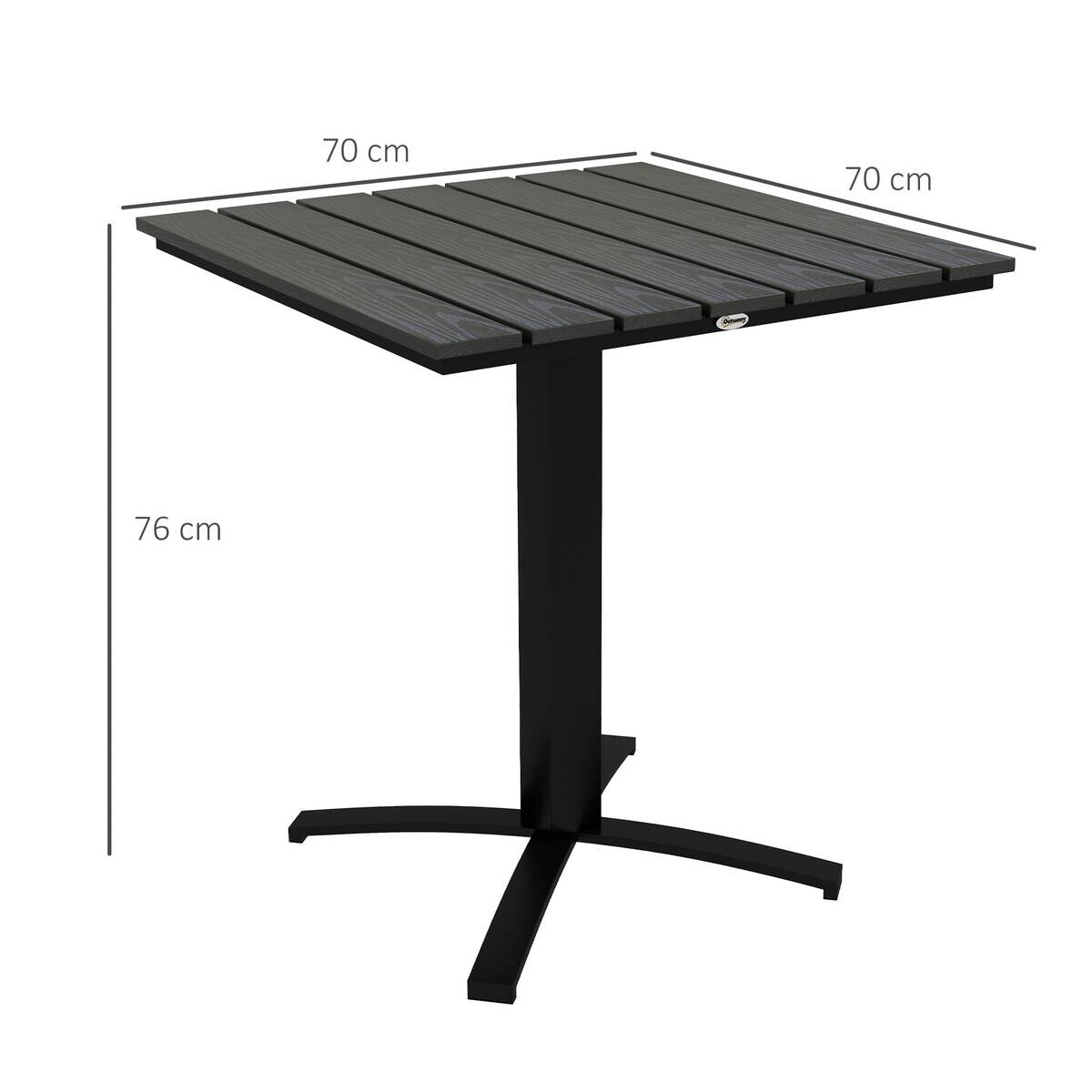Outsunny Gartentisch grau Holz B/H/L: ca. 70x76x70 cm
