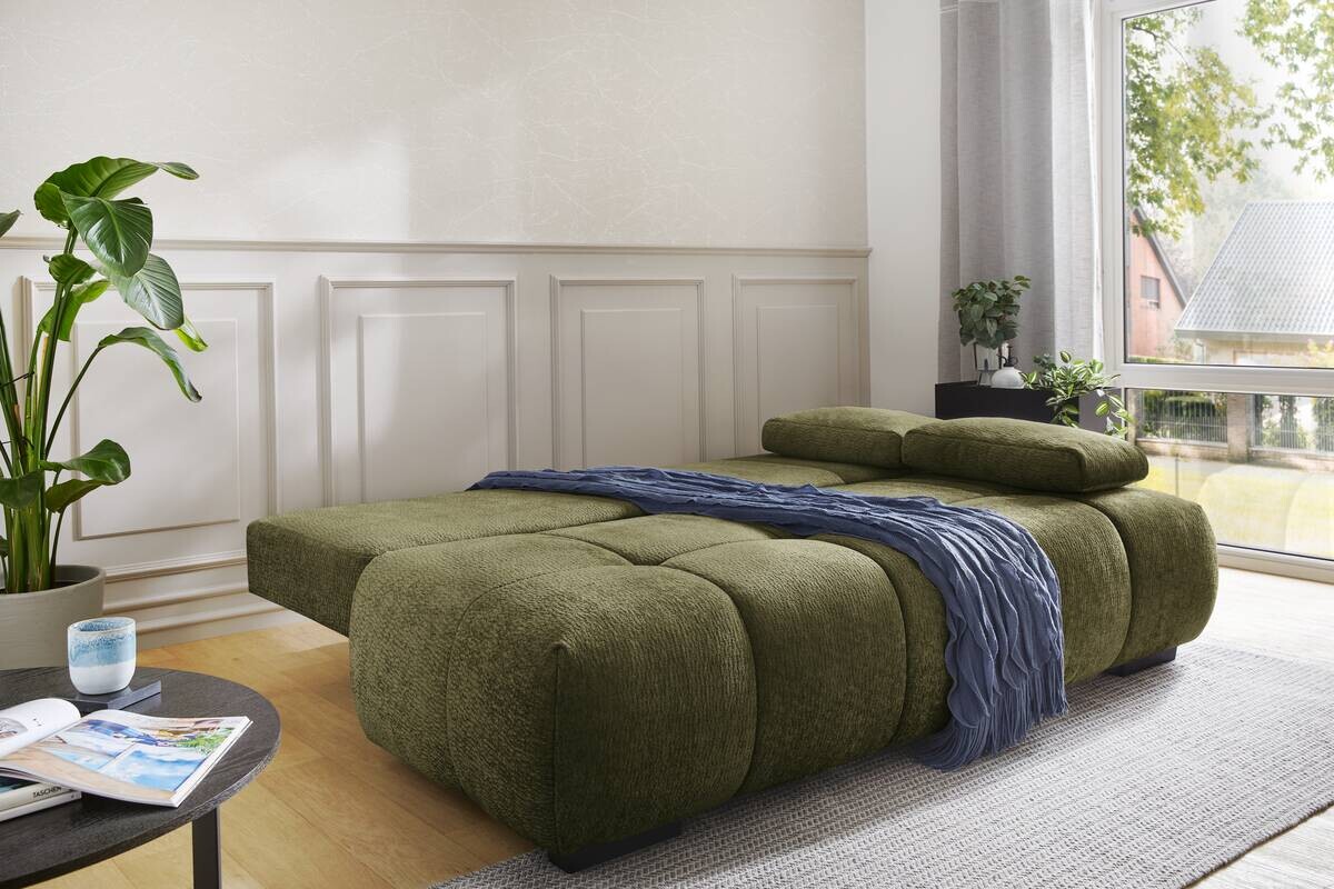 Schlafsofa grün Kunststoff B/H/T: ca. 213x86x101 cm