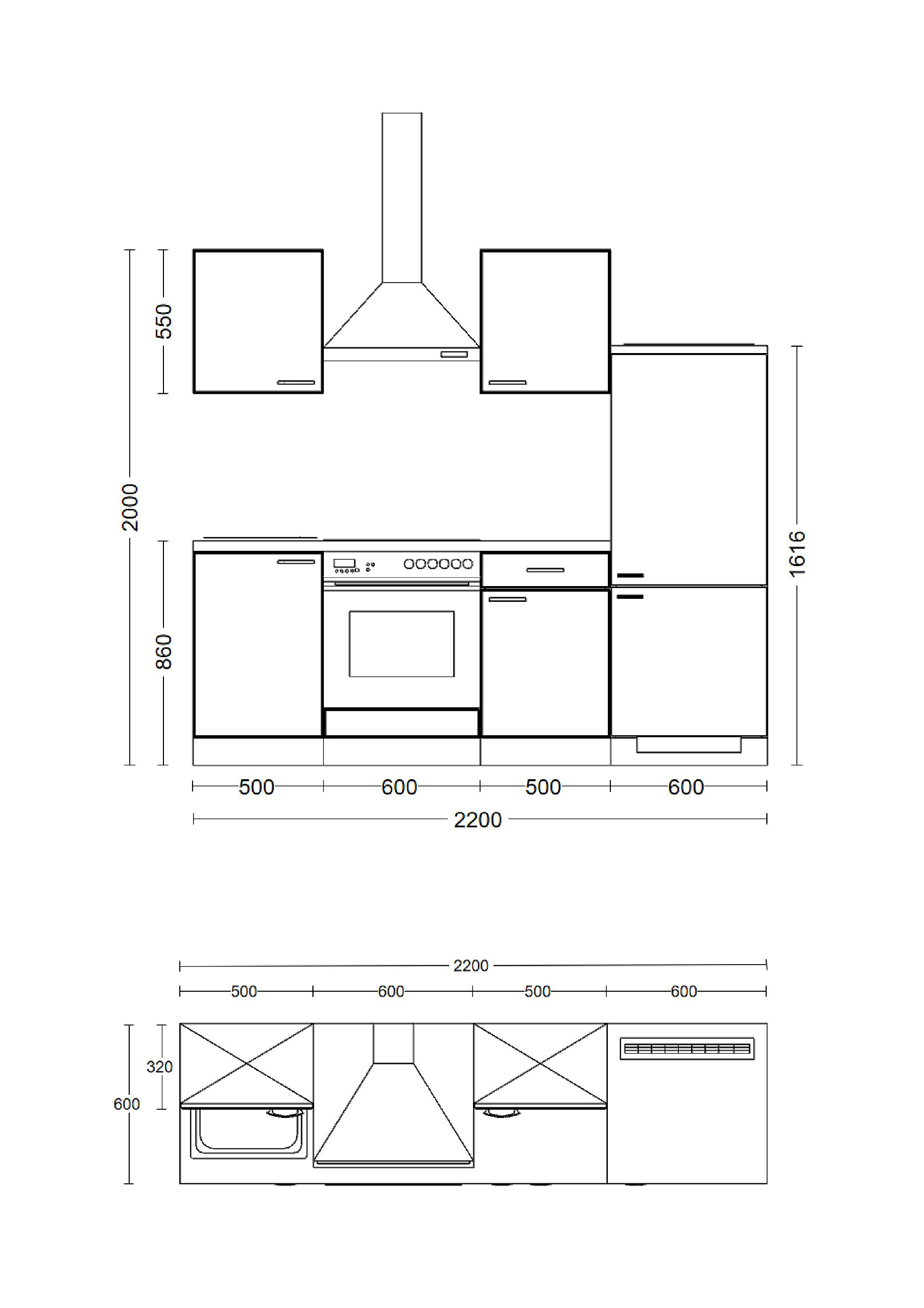 Küchenblock Valero weiß Hochglanz B/H/T: ca. 220x200x60 cm