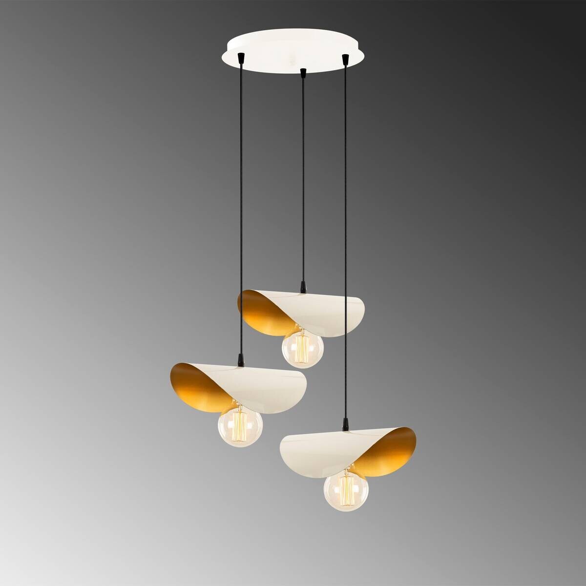 Opviq Pendelleuchte Sivani gold weiß Metall B/H/T/L/D: ca. 45x106x45x45x45 cm E27 3 Brennstellen