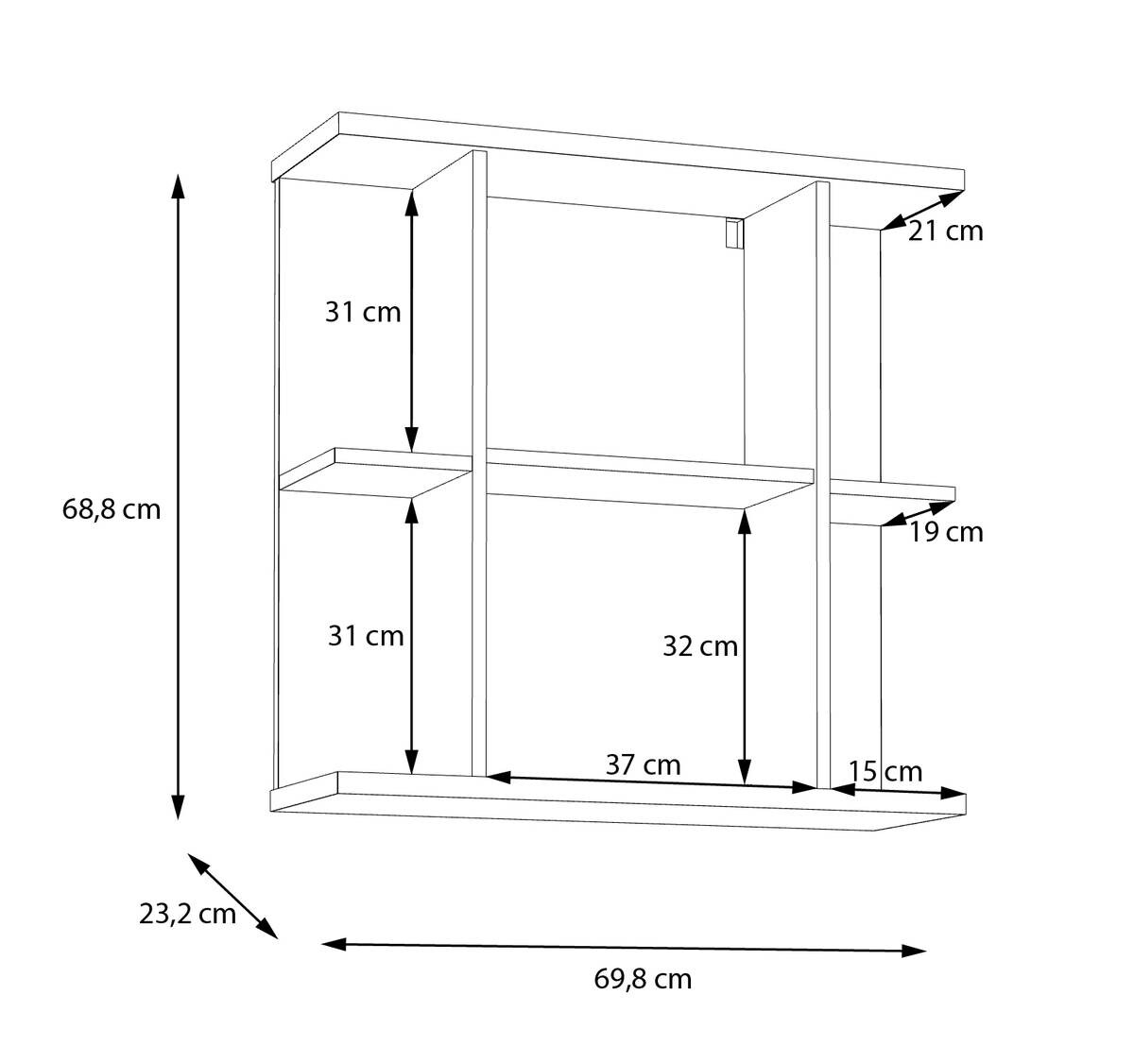 Spiegelschrank Eiche Artisan Nachbildung salbei B/H/T: ca. 70x69x23 cm