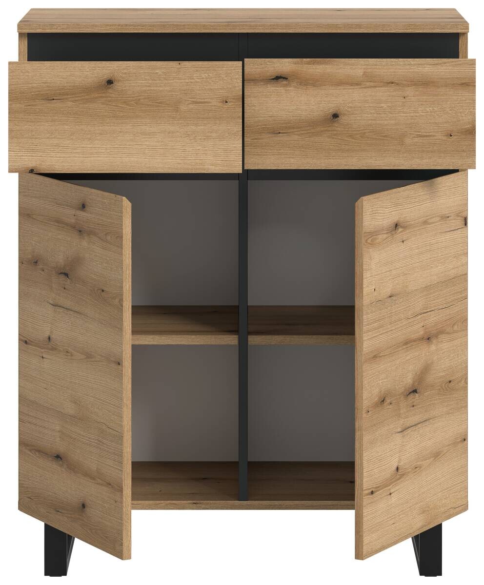Kommode Tomasa Evoke Oak Nachbildung schwarz B/H/T: ca. 80x99x36 cm