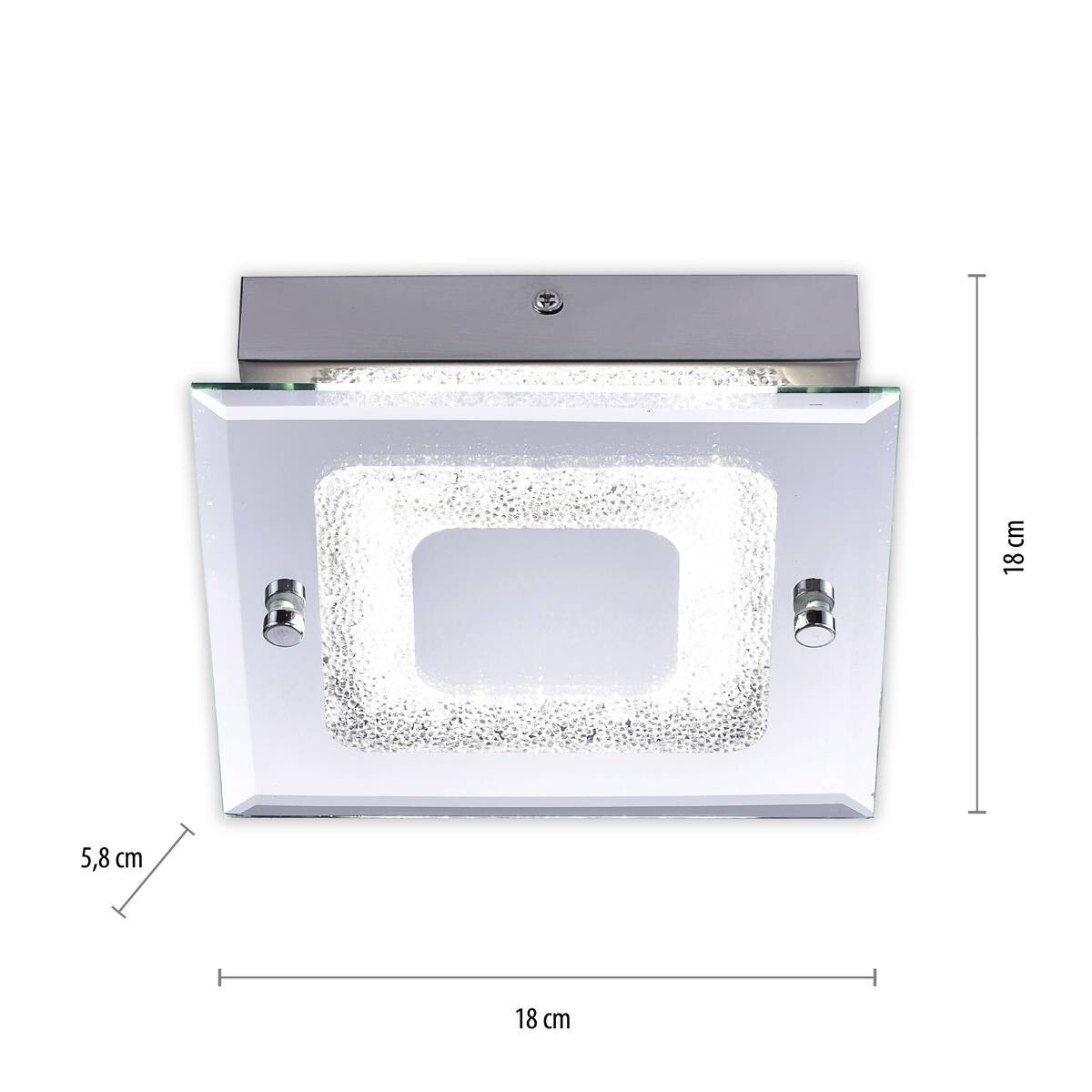 Just Light LED-Deckenleuchte LISA 11570-17 Chrom klar Metall Glas B/H/T: ca. 18x5,8x18 cm 1 Brennstellen