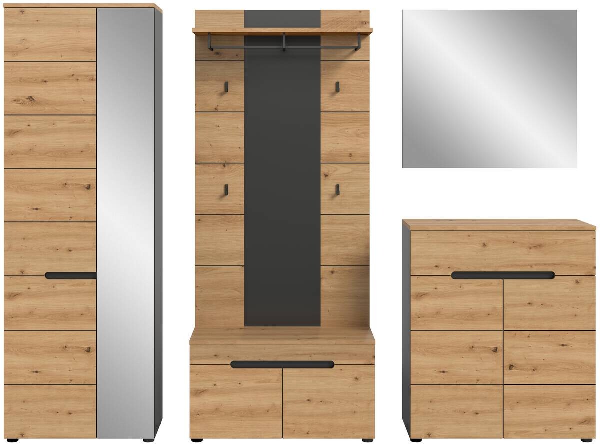 Garderobe Canu basaltgrau Nachbildung Artisan Nachbildung B/H/T: ca. 255x190x37 cm