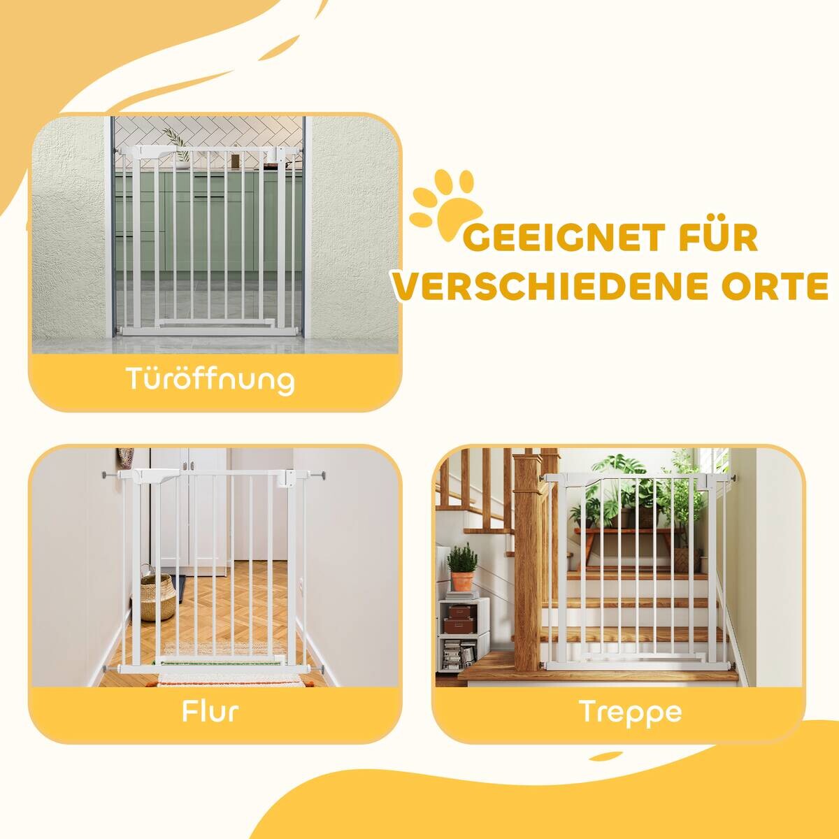 PawHut Treppenschutzgitter weiß B/H/T/L: ca. 3x76x3x81 cm