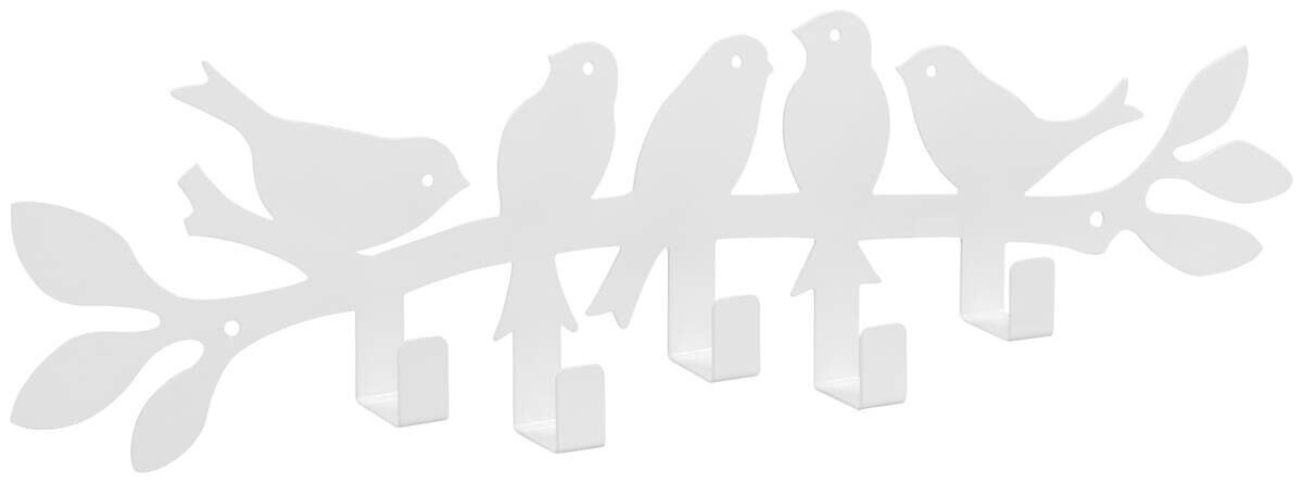 Garderobenleiste Birds weiß Metall B/H/T: ca. 48x14x4 cm