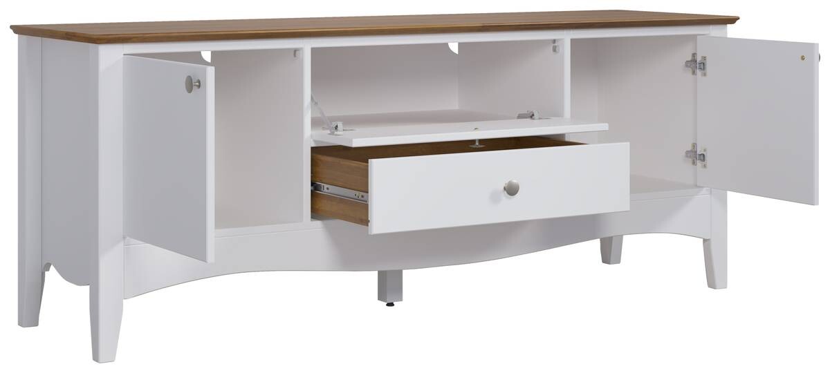 TV-Lowboard Lissabon weiß lackiert café braun lackiert B/H/T: ca. 140x58x42 cm