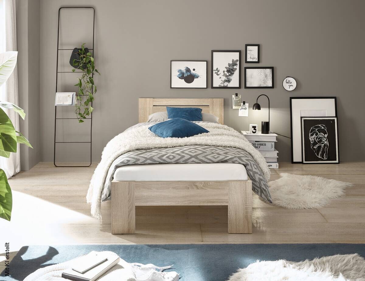 Futonbett Cannes Eiche Sonoma Nachbildung Liegefläche B/L: ca. 90x200 cm