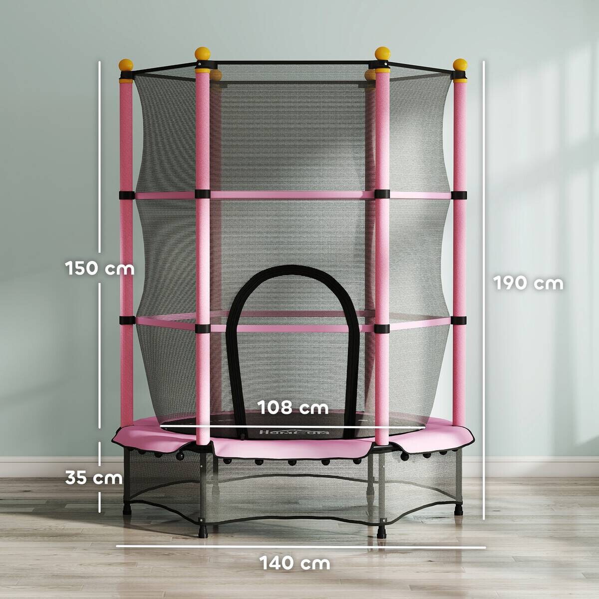 HOMCOM Kindertrampolin rosa B/H/L: ca. 140x190x140 cm