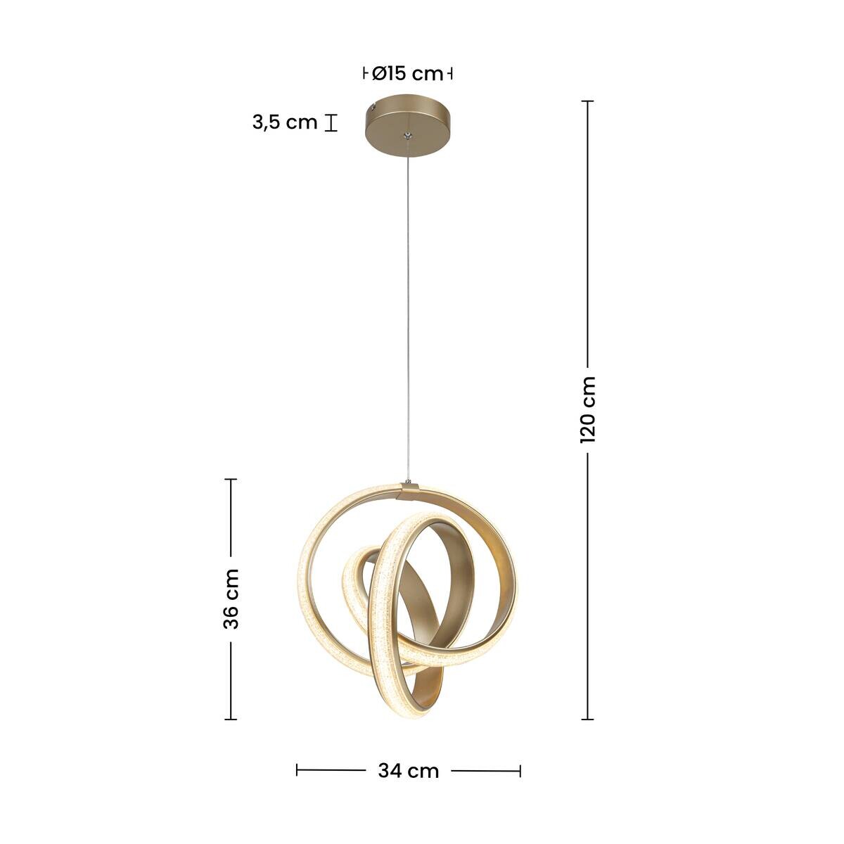 Nolo LED-Pendelleuchte Shine champagner B/H/L: ca. 35x120x35 cm