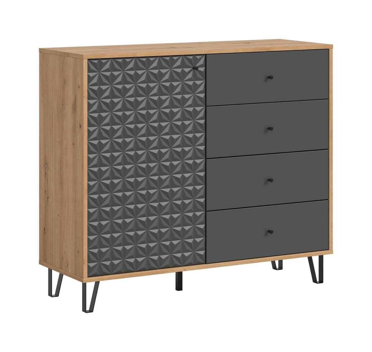 Highboard PRISMA Artisan Oak Nachbildung anthrazit matt B/H/T: ca. 110x96x40 cm